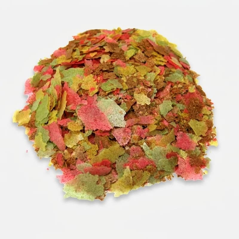 غذای ماهی همه‌چیزخوار خشک میکس Polak50، پروتئین 50 درصد، فیبر 5 درصد و عصاره سیر، حاوی ویتامین A، ویتامین B6، ویتامین B3، ویتامین B12، ویتامین B11، ویتامین B کمپلکس و ویتامین D، وزن 50 گرم در کیسه