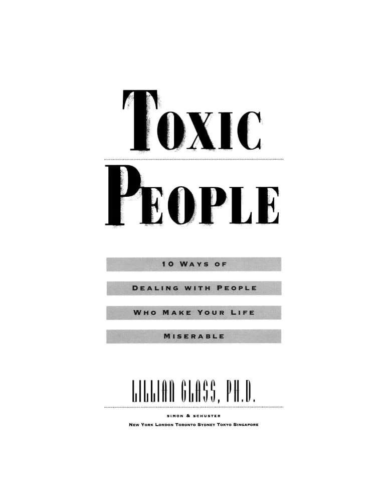 کتاب Toxic People | آدم‌های سمی | اثر Dr. Lillian Glass | فایل PDF | نسخه اصلی انگلیسی