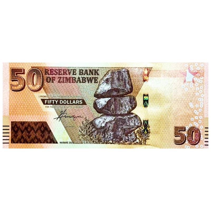 اسکناس 50 دلار زیمباوه 2020 — تصویر ۲