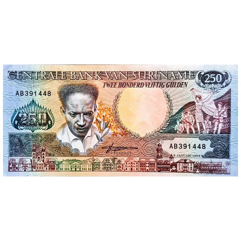 اسکناس 250 گیلدن سورینام 1988