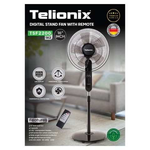 پنکه ایستاده دیجیتال تلیونیکس مدل TSF2200 — تصویر ۲