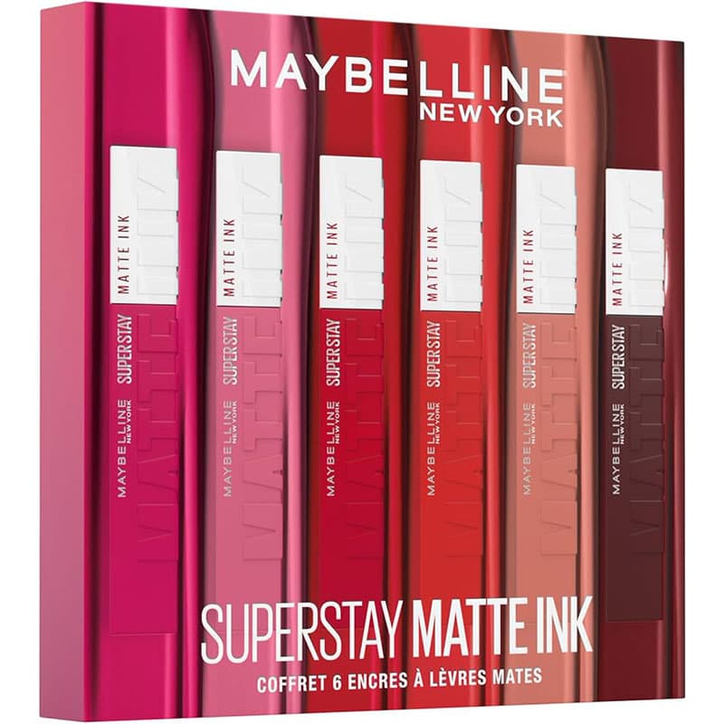 پک 6 عددی رژ لب مایع مات maybelln مدل Super Stay (سوپر استی)