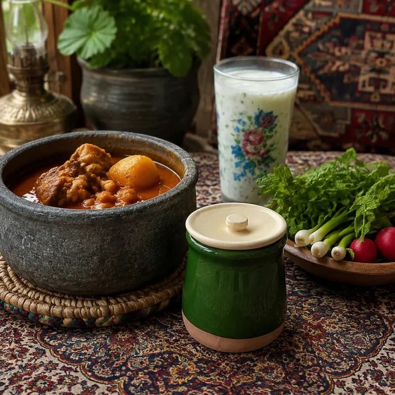 ظرف دیزی سفالی مدل مهرگان کد 02 — تصویر ۲