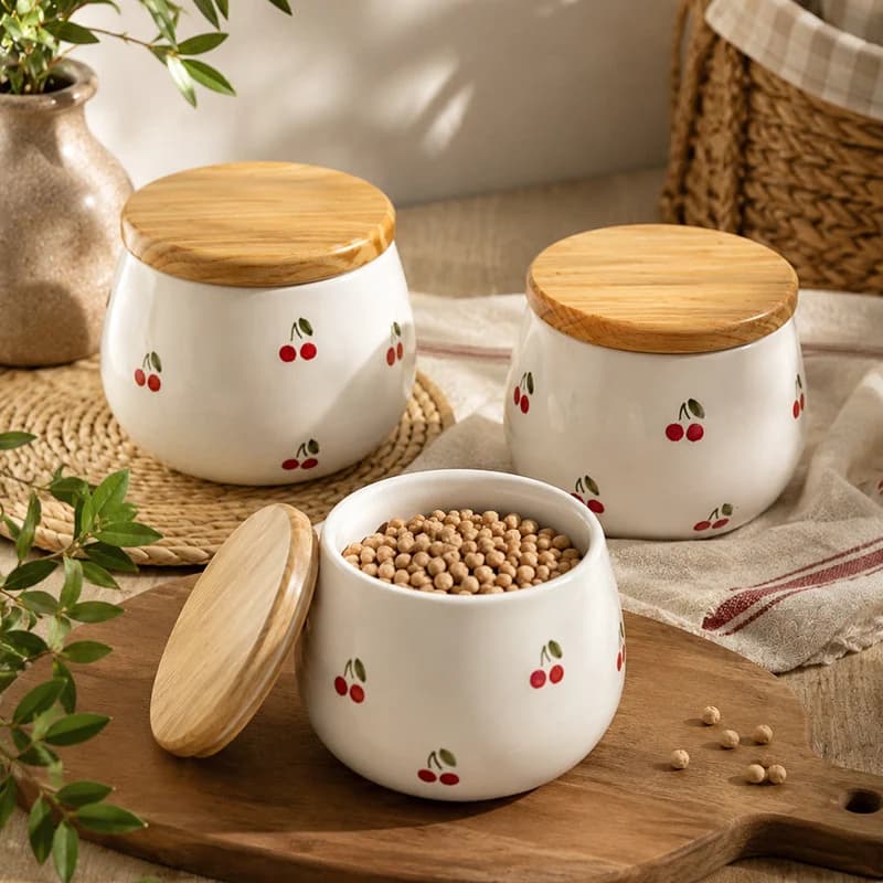 بانکه مدل سرامیکی آلبالو مجموعه 3 عددی — تصویر ۳