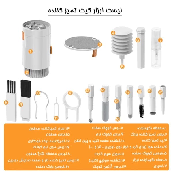 کیت تمیز کننده 20 کاره مدل Q20 -کد20088 — تصویر ۳