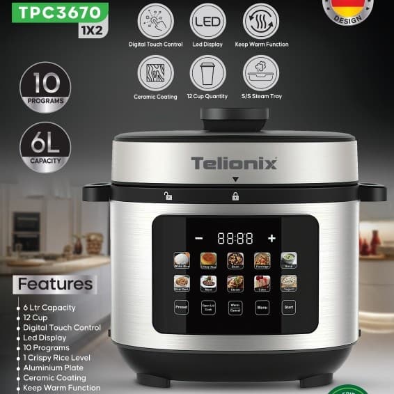 پلوپز و زودپز دیجیتال تلیونیکس مدل TPC3670 — تصویر ۲