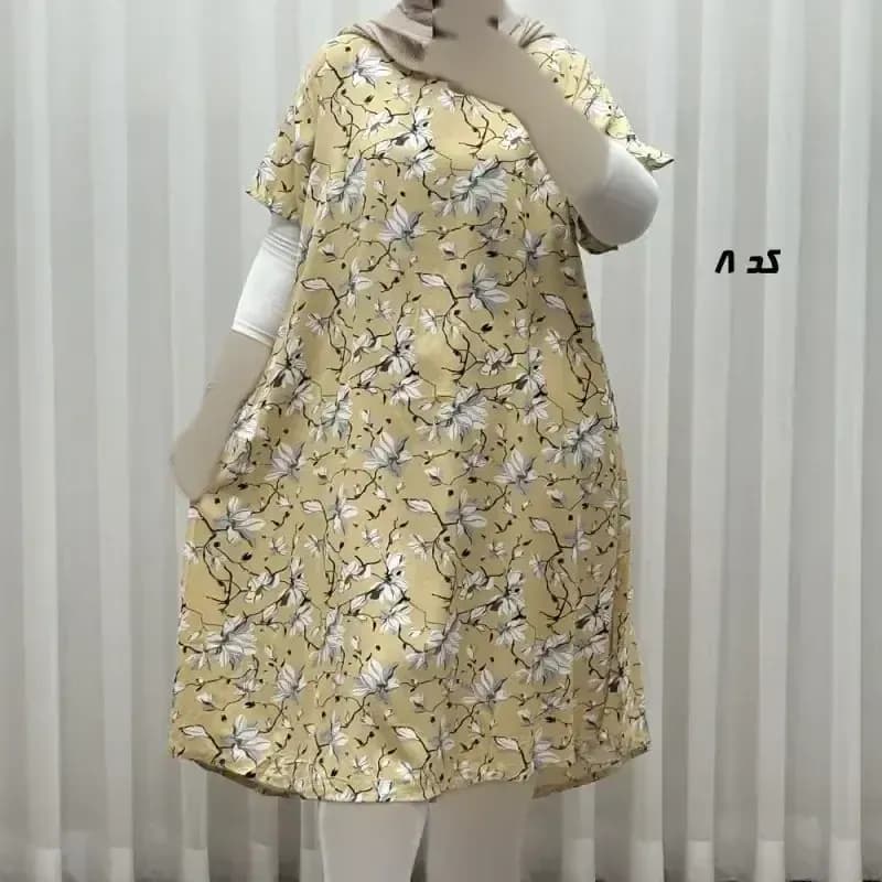 پیراهن کوتاه نخی طرح دار لامبادا نرم و لطیف فری سایز — تصویر ۶