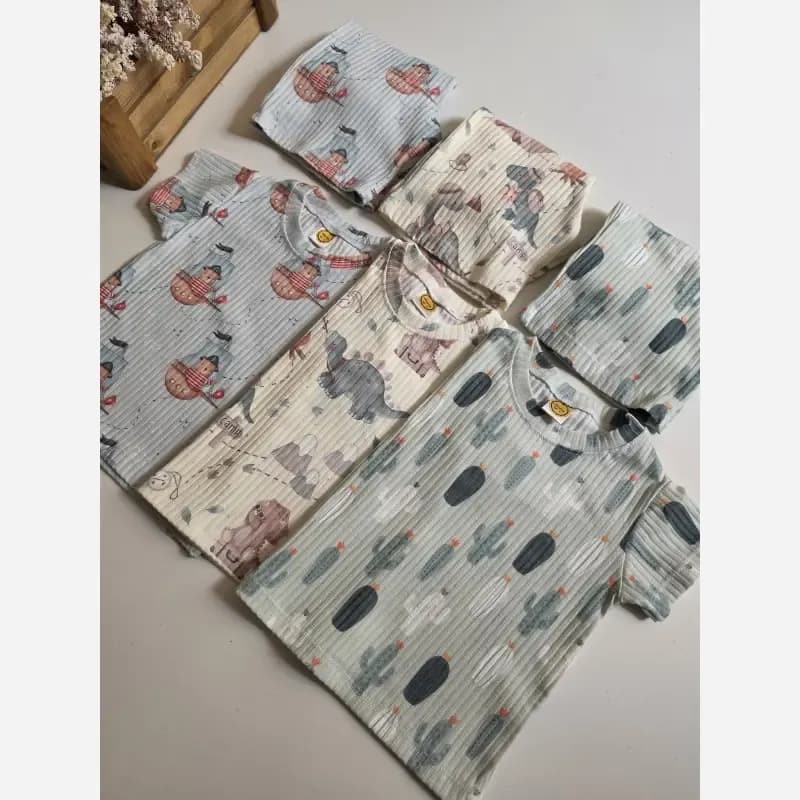 ست تیشرت و شلوارک راحتی پسرانه پارچه کبریتی سایز 1 تا 9 سال — تصویر ۴