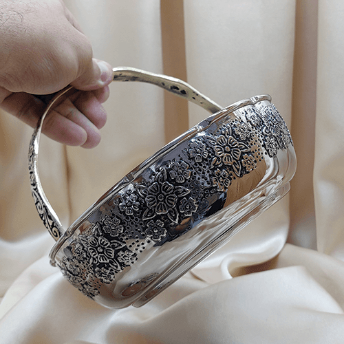 سبد مسی طرح گلبرگ با روکش کروم — تصویر ۳