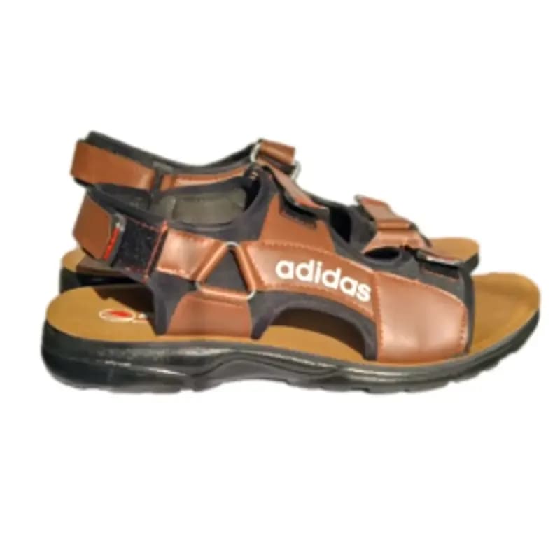 صندل طبی مردانه آدیداس سه چسبه زیره PU رنگ عسلی — تصویر ۳
