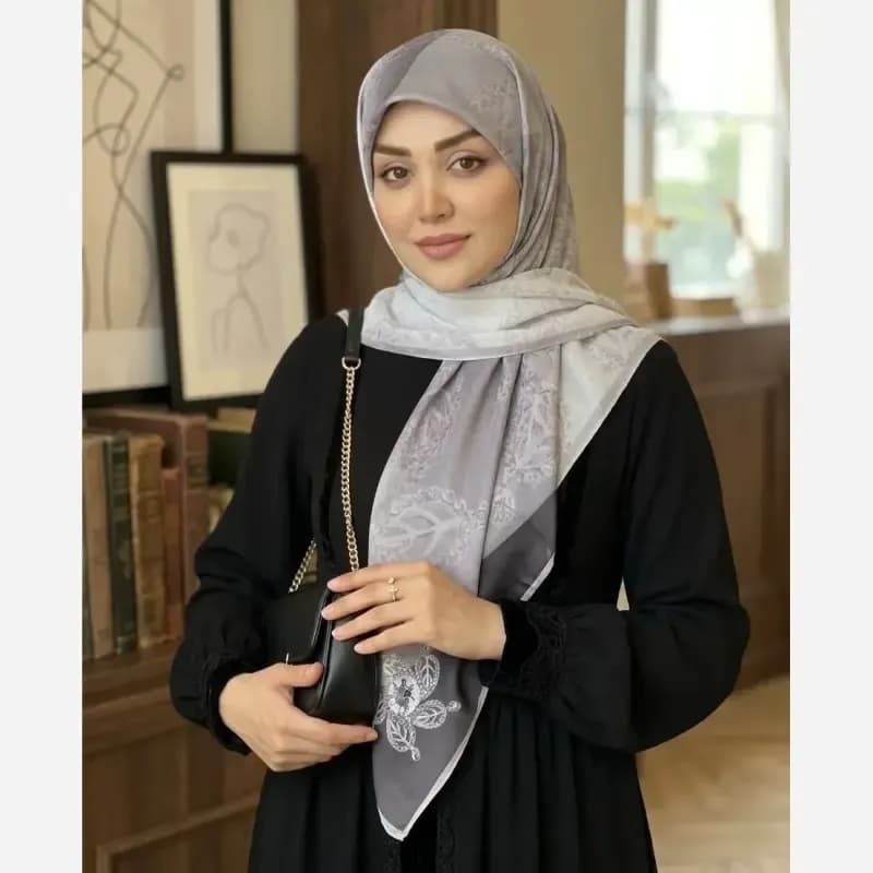 روسری نخ کاستوم طرح طناز قواره 140 سانتیمتر — تصویر ۶