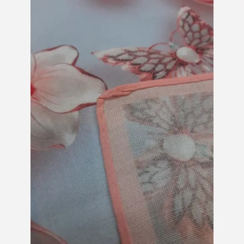 روسری نخ کاستوم قواره بزرگ 140 در 140 طرح آرام آبی و صورتی — تصویر ۶