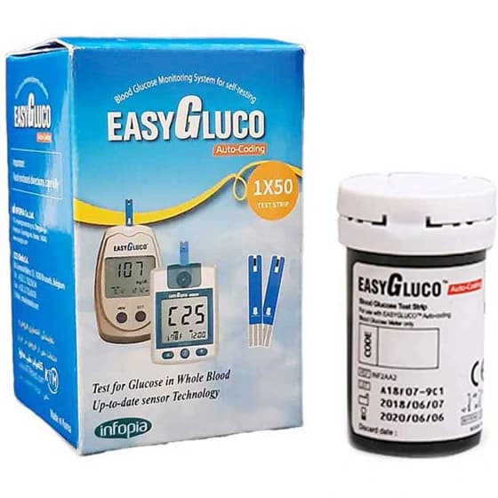 نوار تست قند خون ایزی گلوکو easy gluco بسته 50 عددی