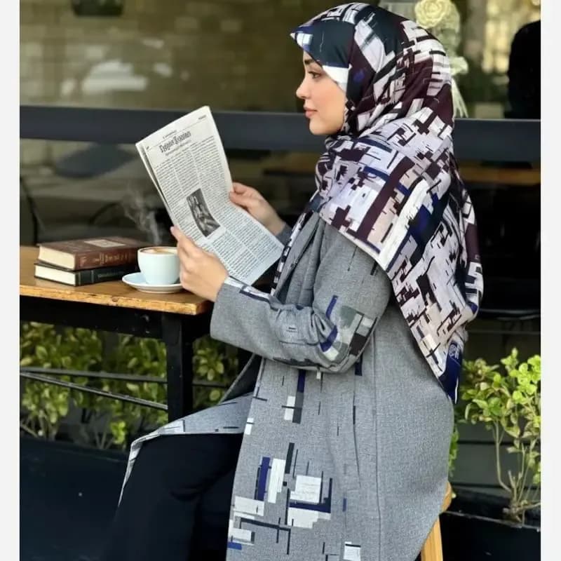 روسری نخ طرح شایلی هندسی کاربردی — تصویر ۳