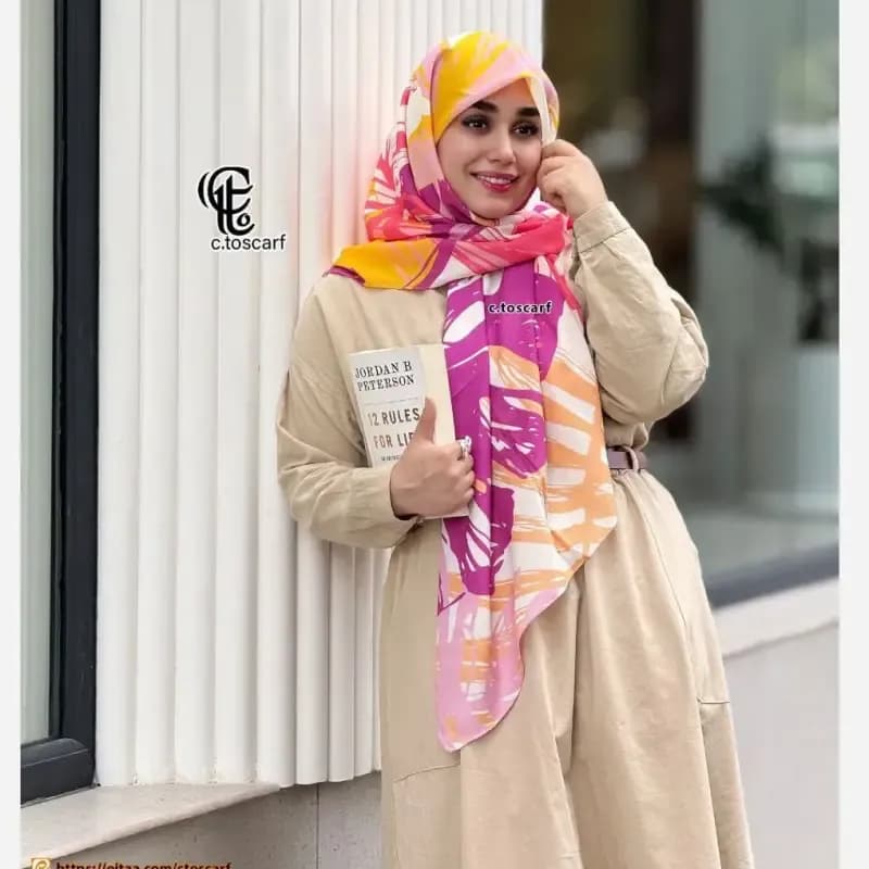 روسری نخ کاستوم طرح روشا سایز بزرگ چرخ دوز — تصویر ۶