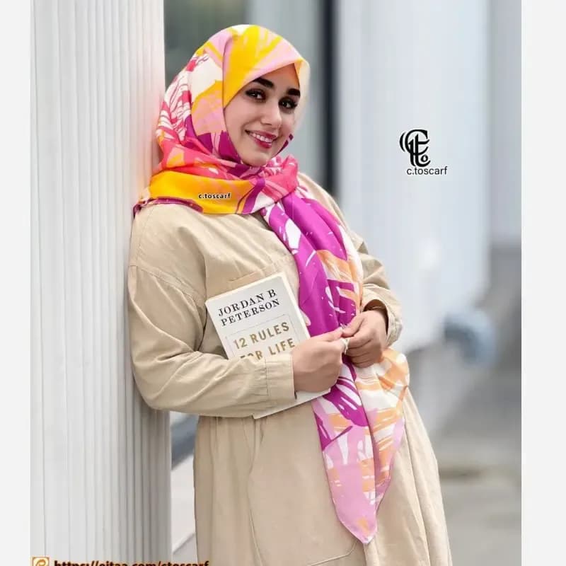 روسری نخ کاستوم طرح روشا سایز بزرگ چرخ دوز — تصویر ۵