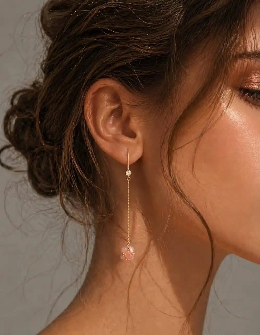 گوشواره عصایی مروارید صورتی | نقره ۹۲۵ وارداتی با آبکاری رادیوم (هدیه‌ای خاص و مجلسی) — تصویر ۲