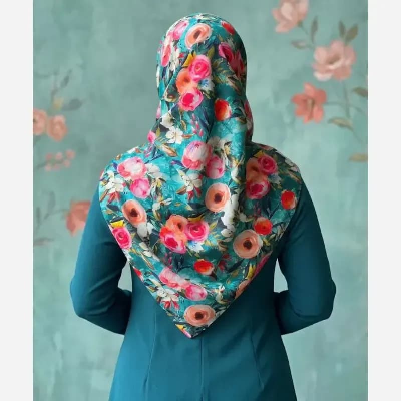 روسری نخ کاستوم طرح فلور قواره 140 بزرگ — تصویر ۸