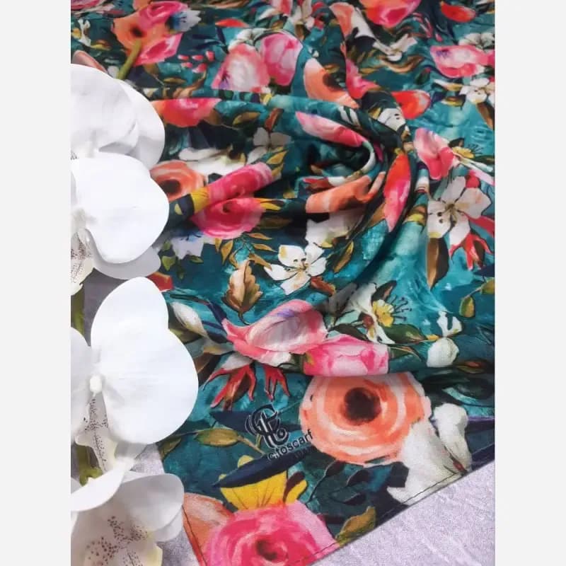 روسری نخ کاستوم طرح فلور قواره 140 بزرگ — تصویر ۳