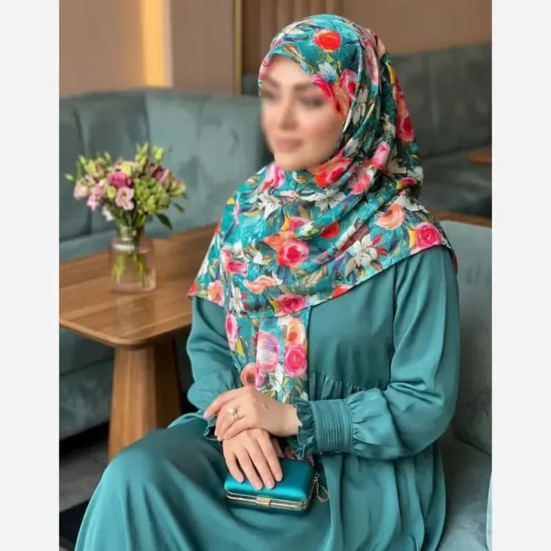 روسری نخ کاستوم طرح فلور قواره 140 بزرگ — تصویر ۷