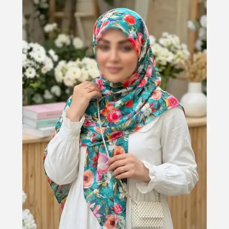 روسری نخ کاستوم طرح فلور قواره 140 بزرگ — تصویر ۶
