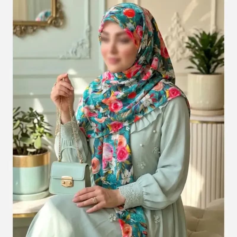 روسری نخ کاستوم طرح فلور قواره 140 بزرگ — تصویر ۵