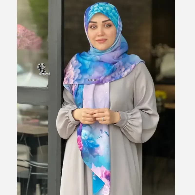 روسری نخ کاستوم طرح درنا سایز 140 صورتی چرخ دوز سیتو — تصویر ۶