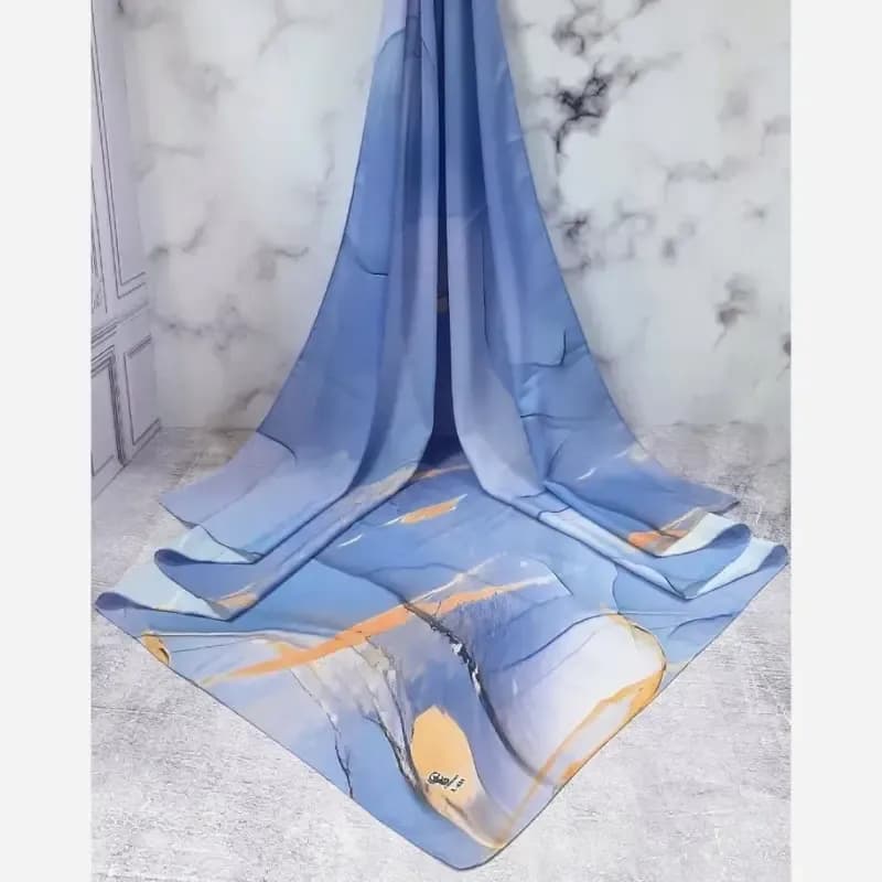 روسری نخی کاستوم طرح دلناز سایز 140 آبی چرخ دوز — تصویر ۸