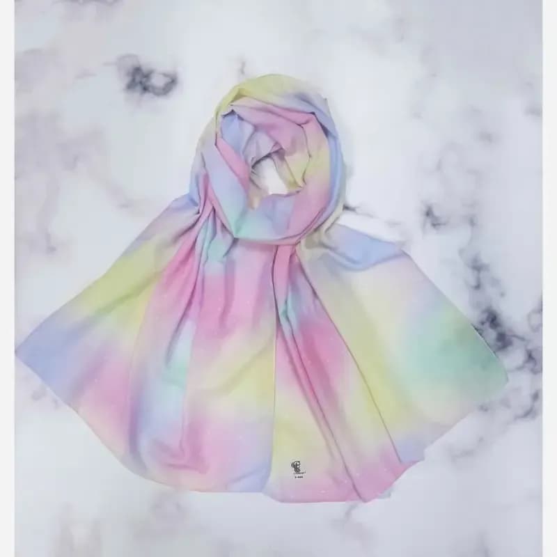 شال نخ کاستوم طرح نورا رویای پاستلی 70×200 سانتی متر — تصویر ۵
