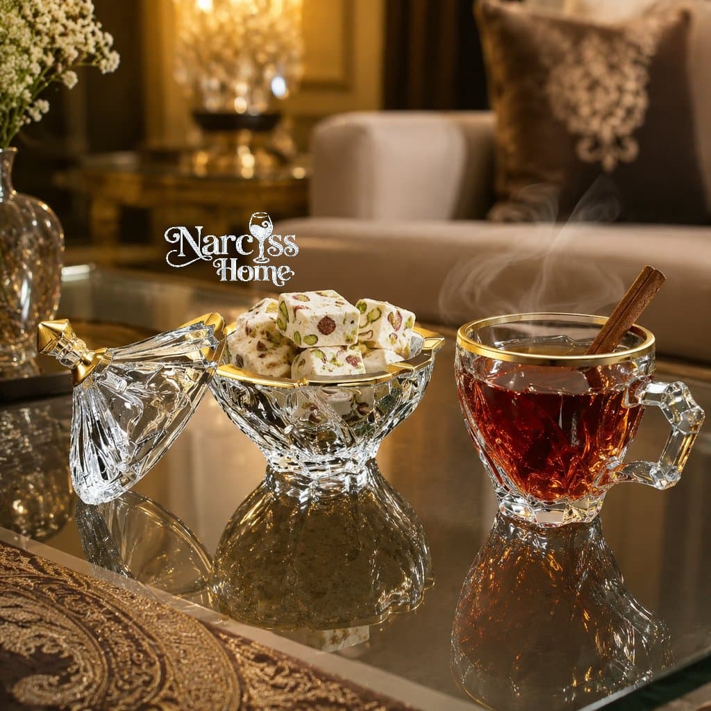 سرویس پذیرایی بلور الینور طلامات 6 نفره — تصویر ۷