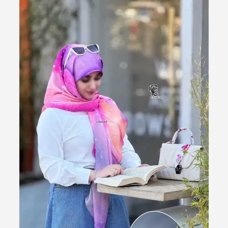 روسری نخ کاستوم طرح شادی قواره 140 چرخ دوز — تصویر ۴