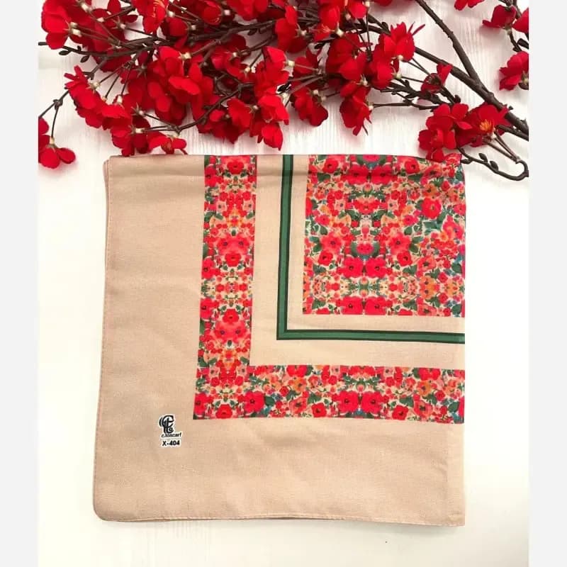 روسری نخ کاستوم طرح گلی سایز 140 — تصویر ۷