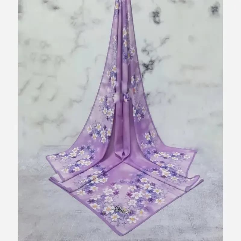 روسری نخی کاستوم طرح یاسمن ابعاد 140 در 140 چرخ دوز — تصویر ۶
