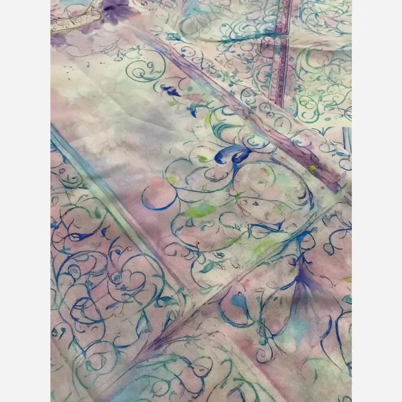 روسری نخی قواره 140 دور دوخت طرح بهار — تصویر ۸