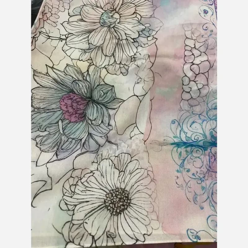 روسری نخی قواره 140 دور دوخت طرح بهار — تصویر ۶