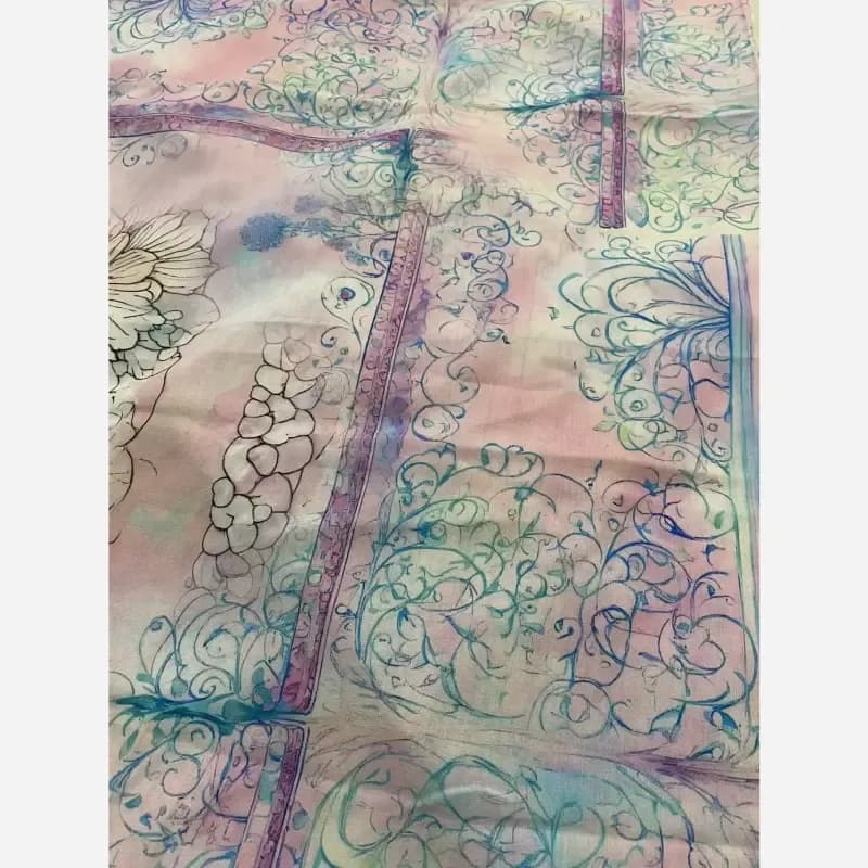 روسری نخی قواره 140 دور دوخت طرح بهار — تصویر ۷