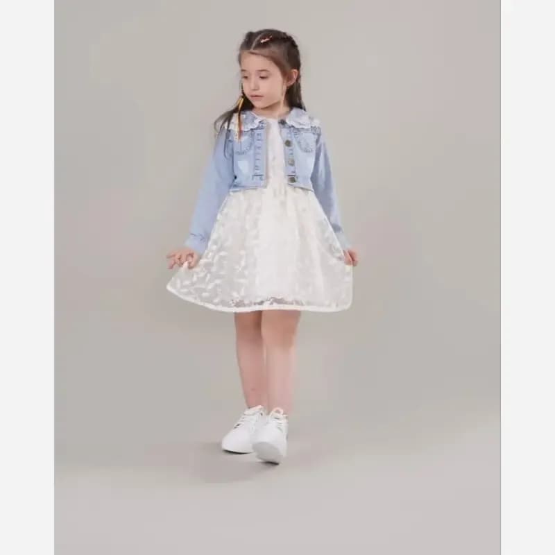 ست کت و سارافون دخترانه مجلسی آستردار مناسب 1.5 تا 7 سال — تصویر ۲