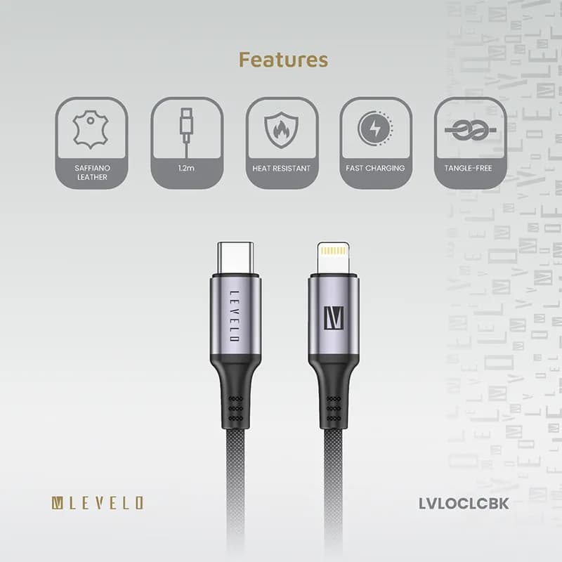 کابل شارژ لولو مدل LEVELO LVLOCLCBK — تصویر ۲
