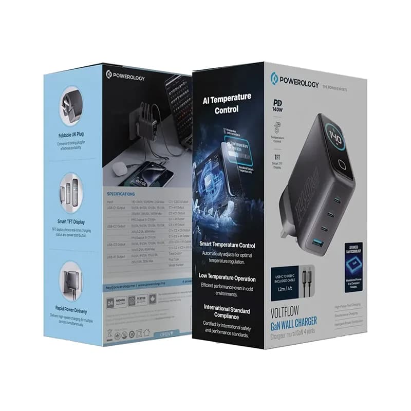 شارژر دیواری پاورولوژی مدل POWEROLOGY PWGAN140WCBK — تصویر ۷