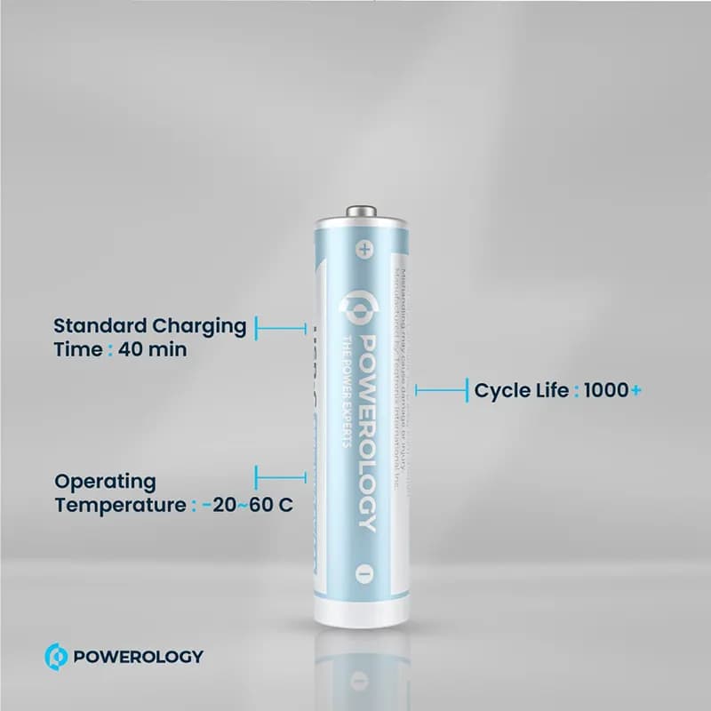 باتری نیم قلمی شارژی پاورولوژی مدل POWEROLOGY PAAAV2RBT — تصویر ۴