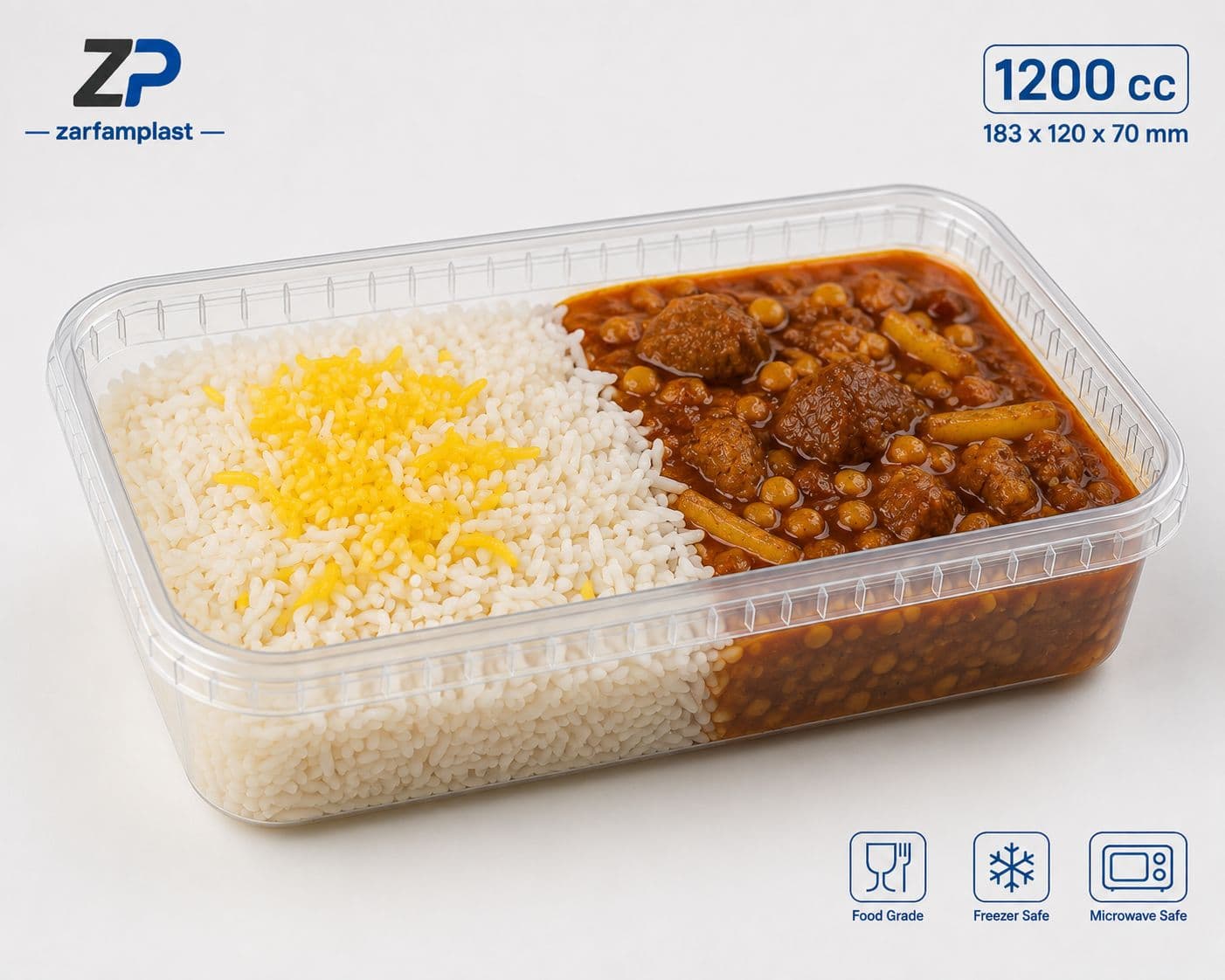 ظرف یکبار مصرف مایکرووی 1200 سی سی — تصویر ۲