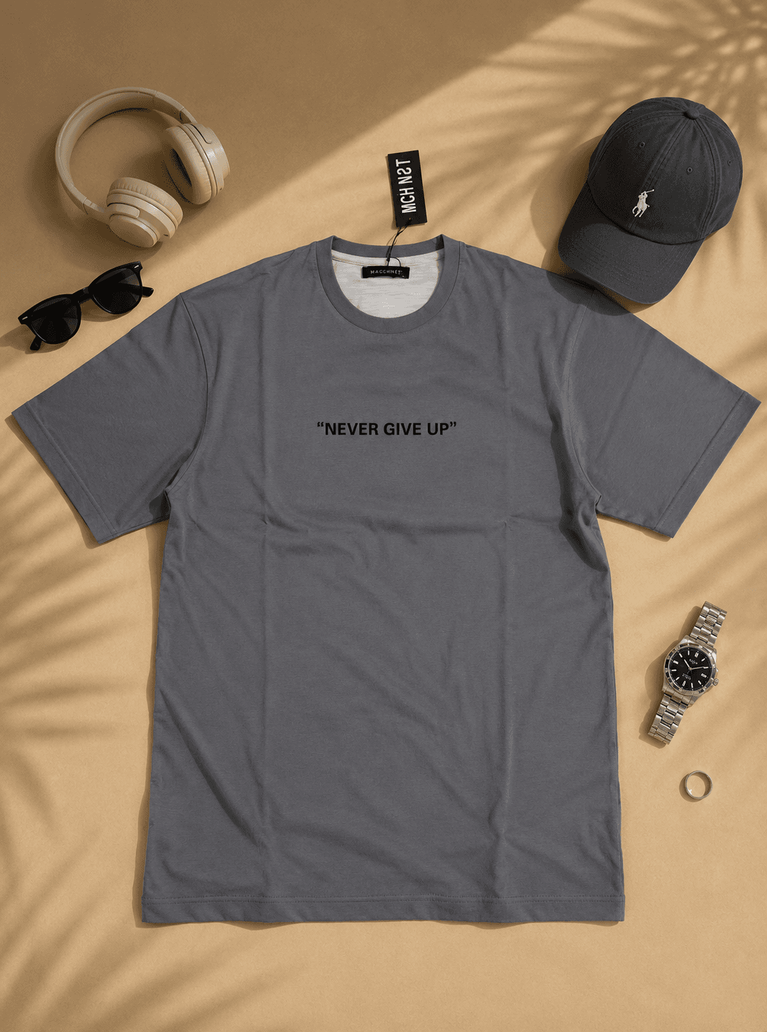 W تیشرت طرح NEVER GIVE UP – GL (زده دار)