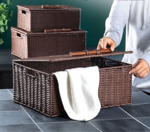 ست صندوغچه حصیری مستطیل آریانا مدل تیارا بزرگ — تصویر ۲