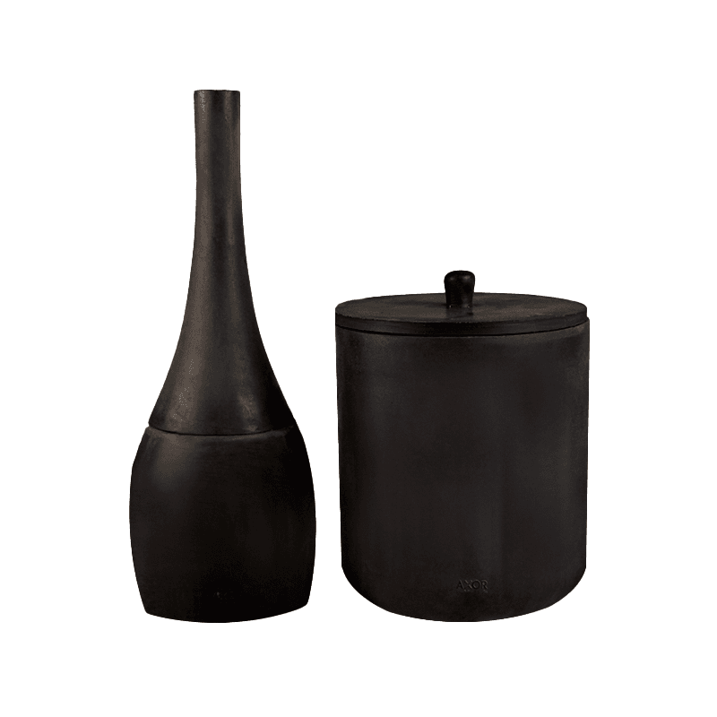 ست فرچه و سطل سرویس بهداشتی AXOR (آکسور) مدل دبورا رنگ ذغالی (psetsczg02)