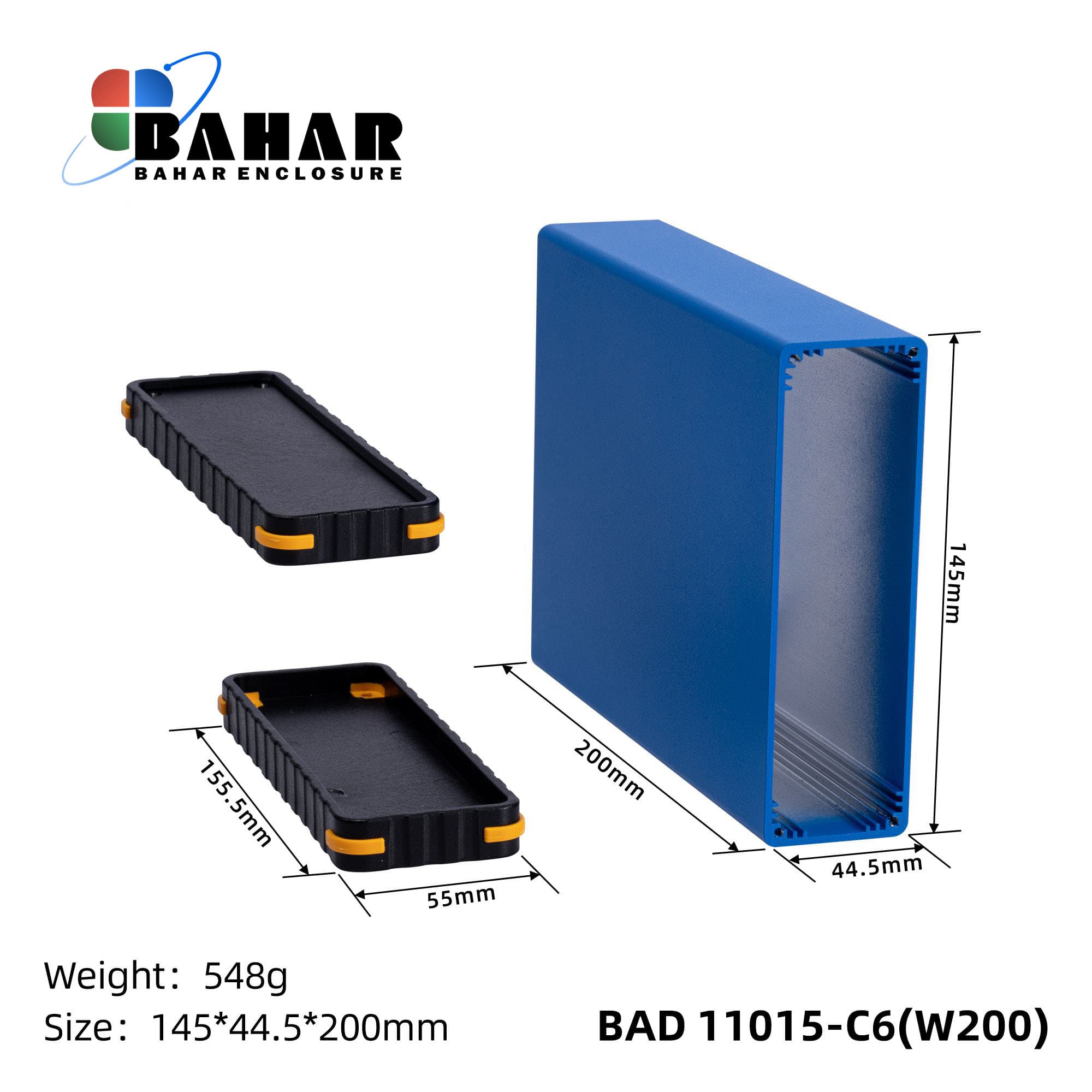 BAD 11015 C1-W200 جعبه آلومینیومی اکسترود پانل پلاستیکی — تصویر ۴