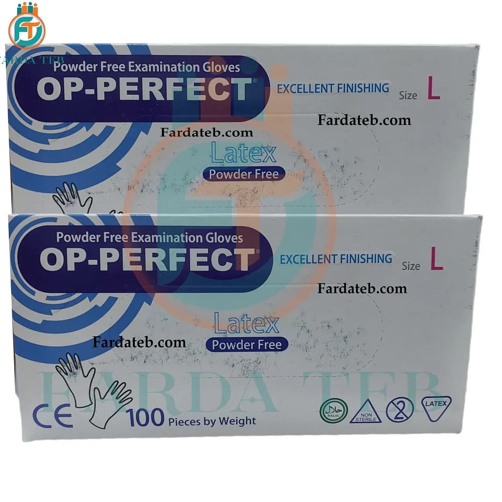 دستکش لاتکس بدون پودر لارج OP-PERFECT
