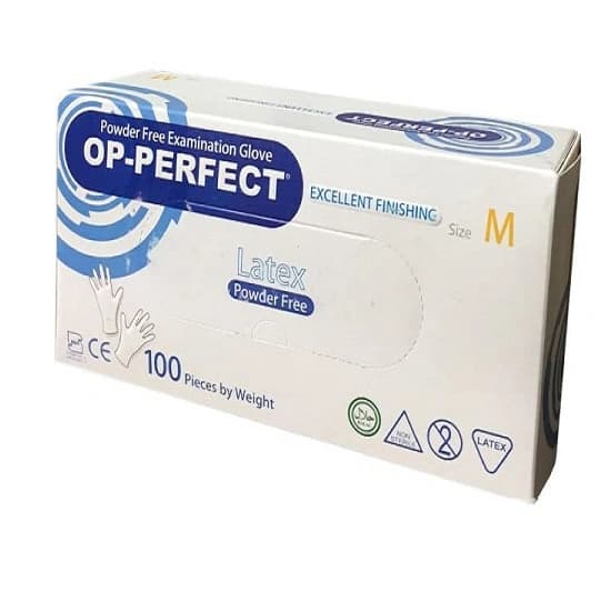 دستکش لاتکس بدون پودر مدیوم OP-PERFECT — تصویر ۲