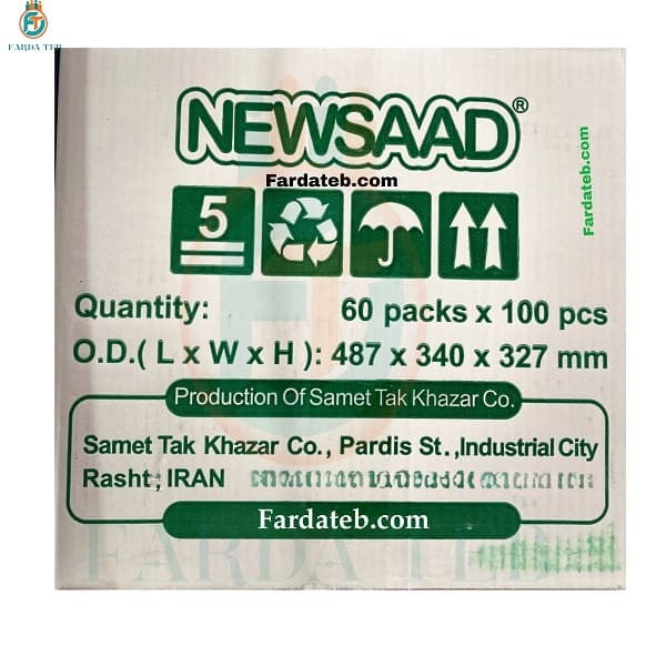 پد الکلی نیوساد NEWSAAD بسته 100 عددی ( کارتنی) — تصویر ۲