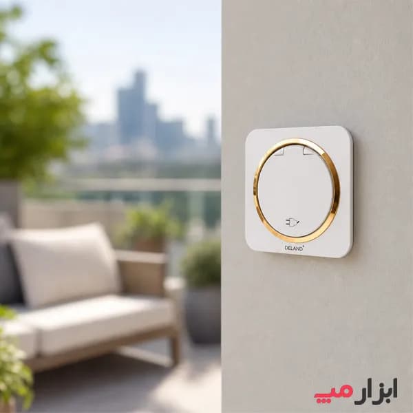 پریز برق ارت درب دار مدل آدا سفید زه‌ دار دلند الکتریک — تصویر ۴