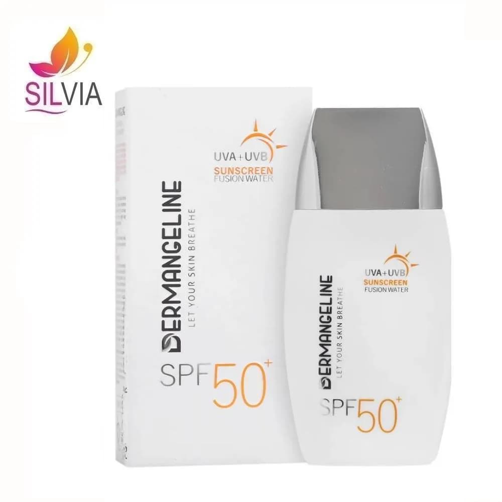 کرم ضد آفتاب فیوژن واتر بی‌رنگ SPF50 درم انجلین DERMANGELINE حجم 50 میل — تصویر ۳